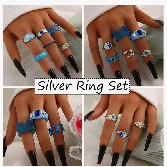 12 PC Knuckle Ring Set for women/girls, stackable boho snake finger rings. - Picture 3 of 5